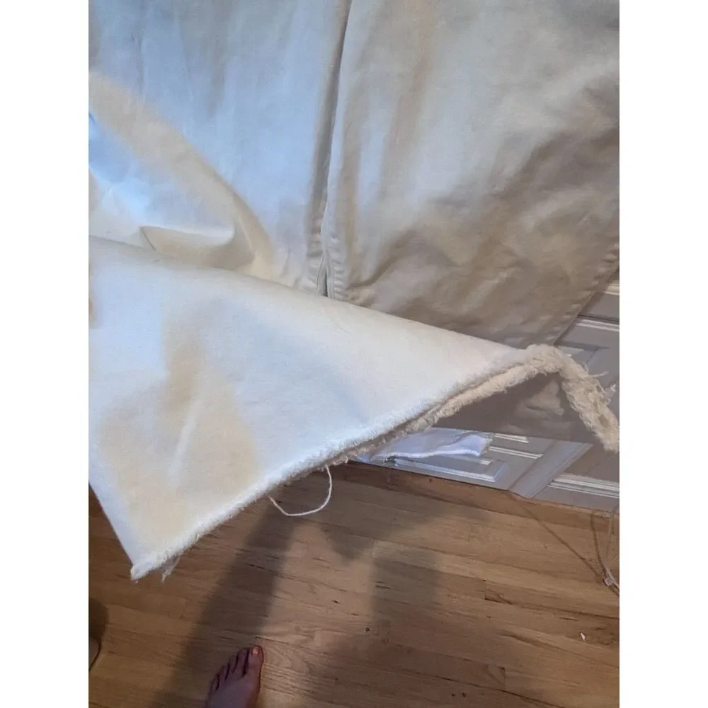 J.Crew Mid Rise Flare Crop Jeans White Raw Hem Stretch Denim Women's Size 33